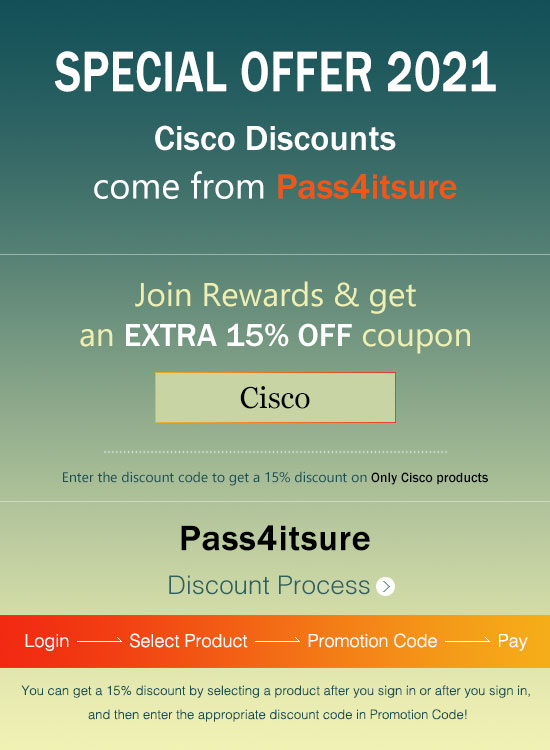 Pass4itsure Cisco dumps discount Code 2021